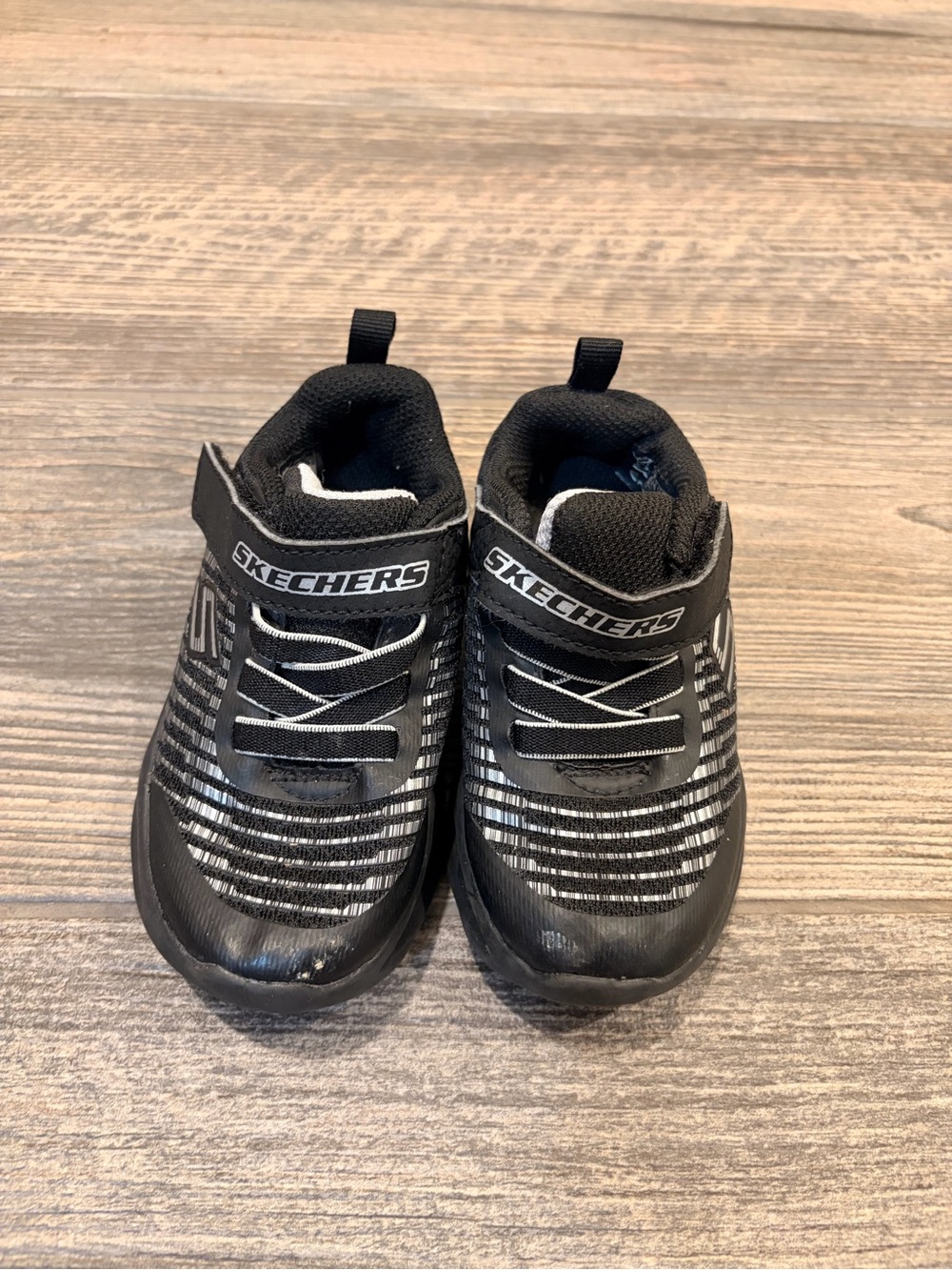 Skechers Kids Black and Gray Athletic Sneakers Light Up